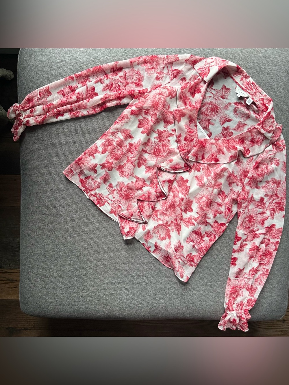 Ted Baker London Laurent Printed Ruffle Blouse Size 10